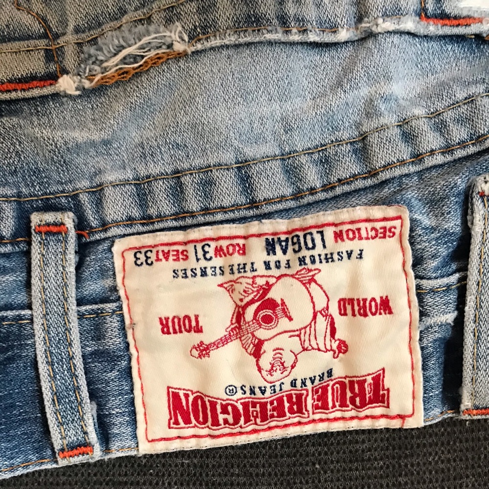 True religion distressed jean shorts